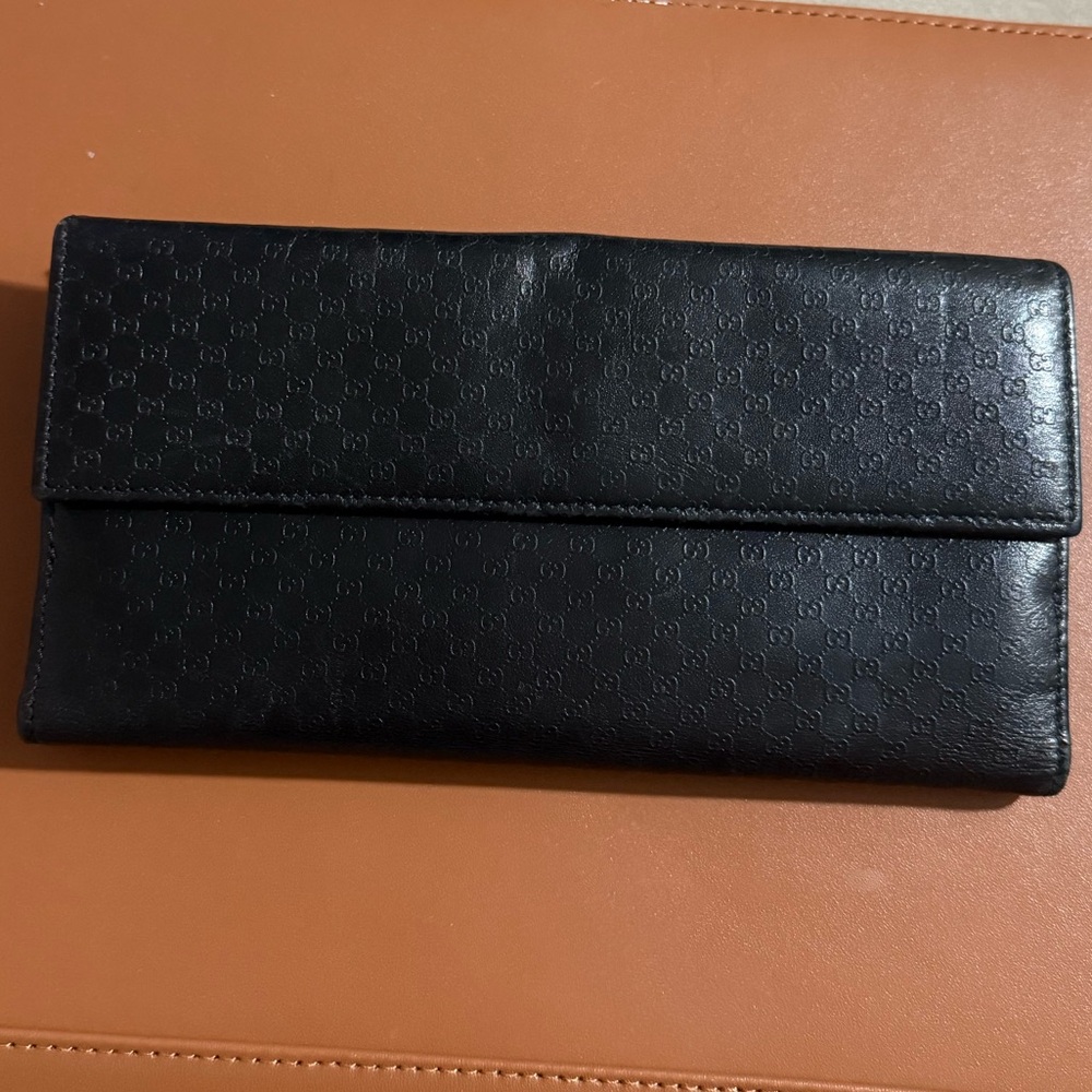 Gucci Microguccissima Jackie Piston Lock Authentic Leather Wallet in Black - Picture 3 of 14